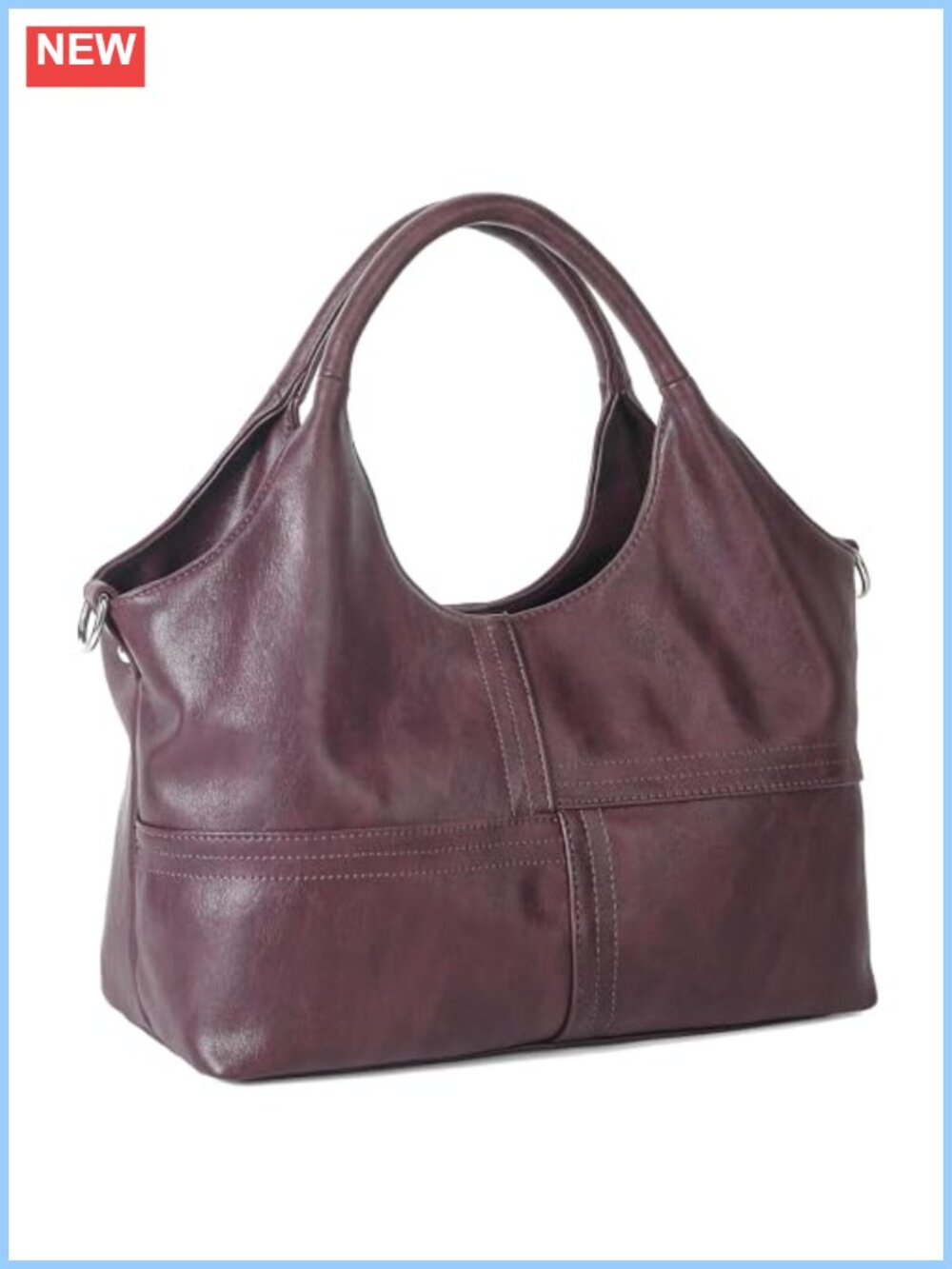 Vegan Leather Hobo Bag with Detachable Satchel Strap